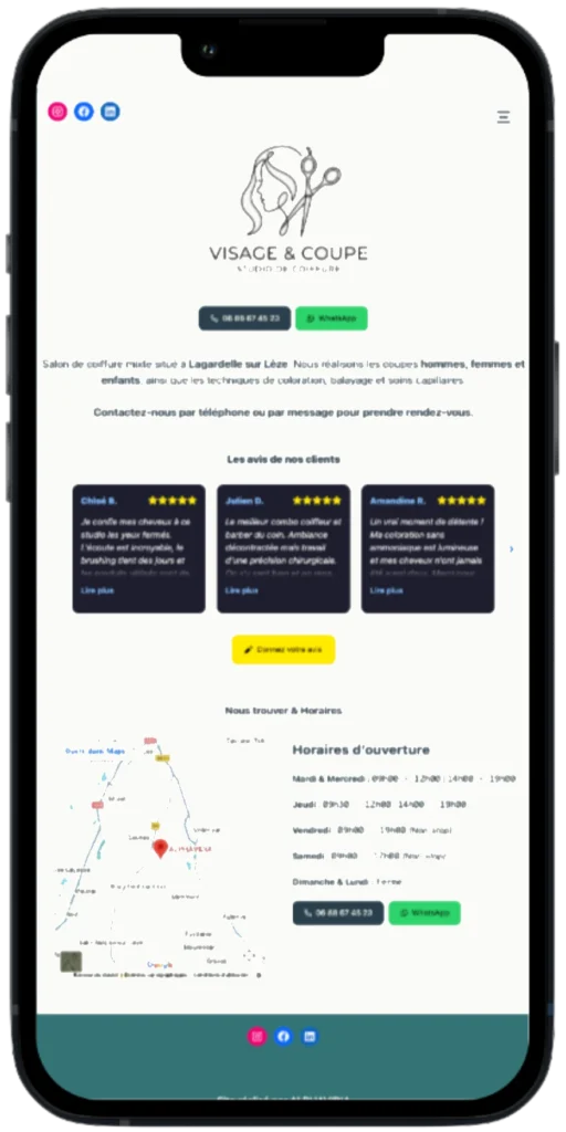 Capture d'écran d'un Pocket Site sur mobile — exemple 1