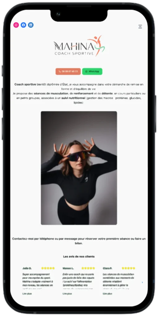 Capture d'écran d'un Pocket Site sur mobile — exemple 2