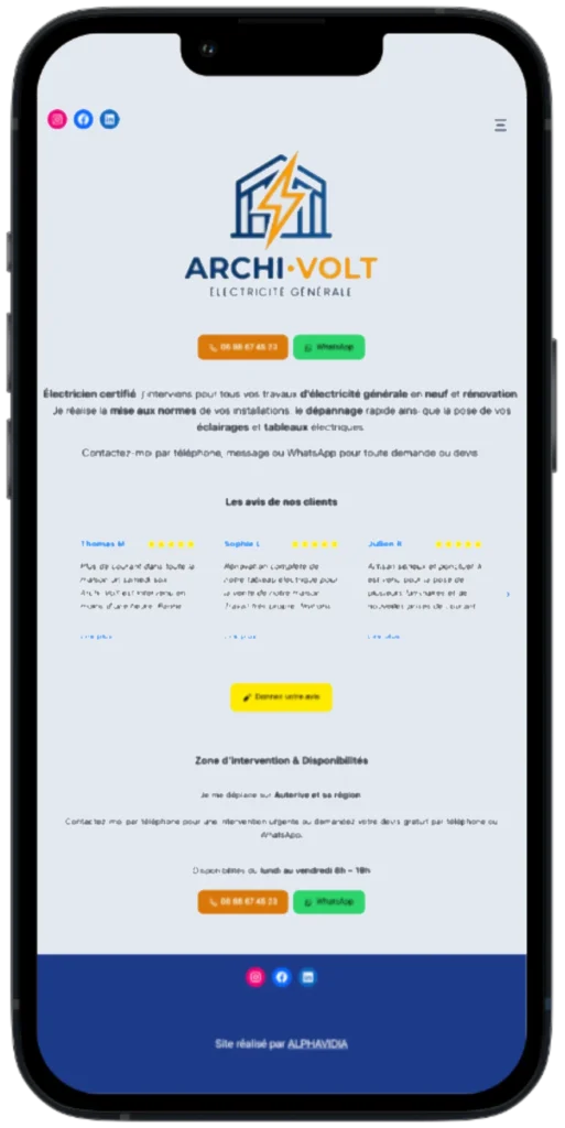 Capture d'écran d'un Pocket Site sur mobile — exemple 3